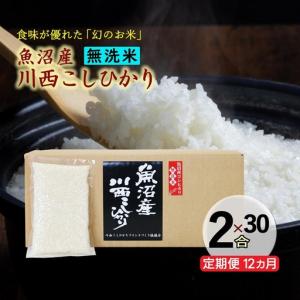 ふるさと納税 【定期便／全12回】無洗米 魚沼産こしひかり2合×30袋 新潟県十日町市