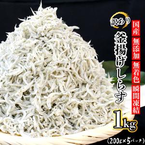 ふるさと納税 訳あり しらす 1.0kg (200g×5p) 冷凍 小分け 釜揚げ しらす丼 しらす...