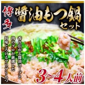 ふるさと納税 博多醤油もつ鍋　3〜4人前セット【配送不可地域：離島】【1296603】 福岡県大野城...