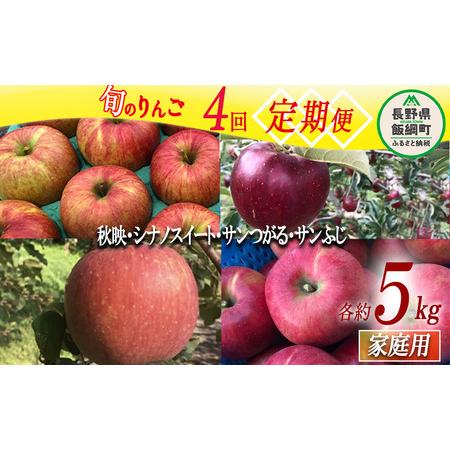 ふるさと納税 旬のりんご 【 定期便 】 家庭用 5kg × 4回 丸西農園 沖縄県配送不可 202...