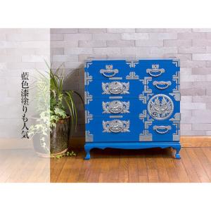 ふるさと納税 仙台箪笥 猫足チェスト 藍色漆塗...の詳細画像2