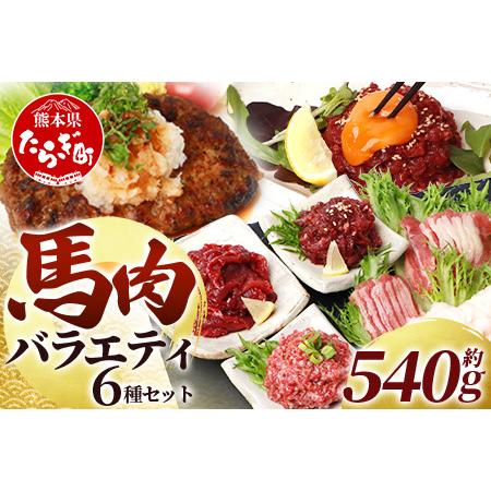 ふるさと納税 6種 馬肉 バラエティ 約540g タレ付き 本場 熊本 馬刺し 食べ比べ 031-0...