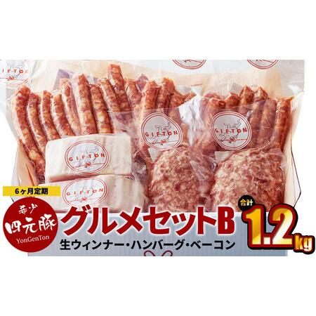 ふるさと納税 【定期便6ヶ月】GIFTON 岩手県産 四元豚 グルメセット B 1.2kg 【123...