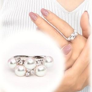 ふるさと納税 K18WG アコヤ真珠 ダイヤモ...の詳細画像1