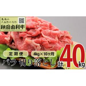 ふるさと納税 《定期便》10ヶ月連続 秋田由利牛 バラ切り落とし 4kg（1kg×4パック） 秋田県にかほ市