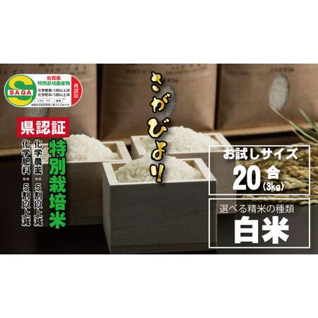 ふるさと納税 味試し！さがびより20合（３ｋｇ）田中農場　特別栽培米（白米） A065-008 佐賀...