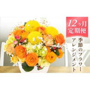 ふるさと納税 【12ヶ月連続お届け】花の定期便 お楽しみ花 季節のフラワー花のアレンジメント 生花 直ぐに飾れる花 華やか メッセージカード 毎.. 福井県越前町