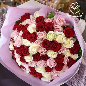 ふるさと納税 ミックスカラーバラ100本【 薔薇 バラ 花 】 大阪府門真市
