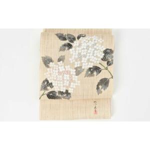 ふるさと納税 名古屋帯 麻 紫陽花柄 お仕立て上...の商品画像