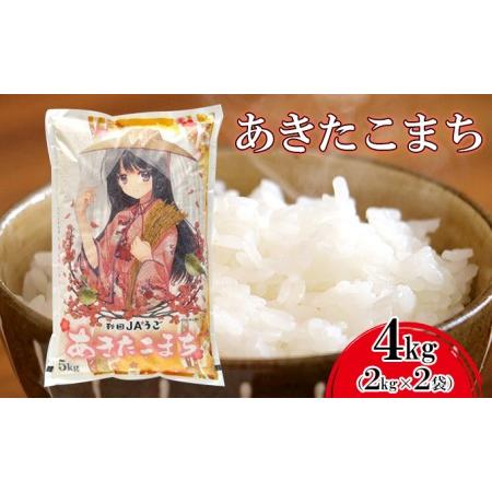 ふるさと納税 美少女イラスト 粒がひと回り大きい 高品質米 あきたこまち2kg×2袋 秋田県羽後町