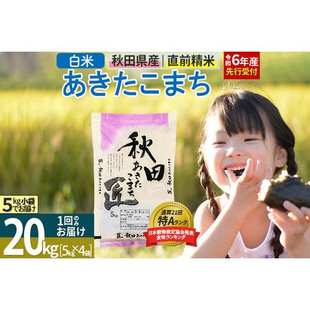 ふるさと納税 【白米】＜令和6年産 新米予約＞ 秋田県産 あきたこまち 20kg (5kg×4袋) ...