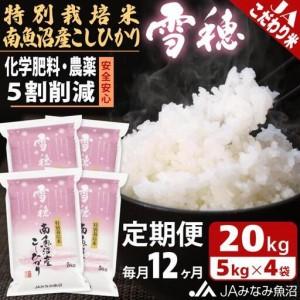 ふるさと納税 【JAみなみ魚沼定期便】特別栽培米南魚沼産こしひかり「雪穂」（20kg×全12回）精米｜こしひかり 新潟県南魚沼市