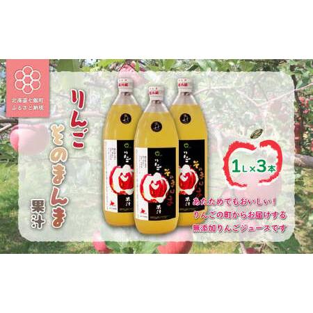 ふるさと納税 無添加 りんご果汁100% 1L×3本セット りんごジュース ストレート果汁 北海道七...