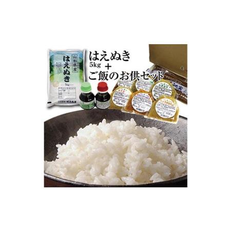 ふるさと納税 令和5年産庄内米「はえぬき5kg」と老舗ハナブサの「ご飯のお供セット」 F2Y-375...