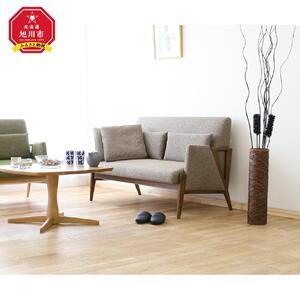 ふるさと納税 旭川家具 宮田産業 ASH(アッシュ) 2P ソファ ブラウン色 【 国産 無垢 インテリア 木製 ナチュラル ソファ ソファー 2.5人掛け 3人.. 北海道旭川市