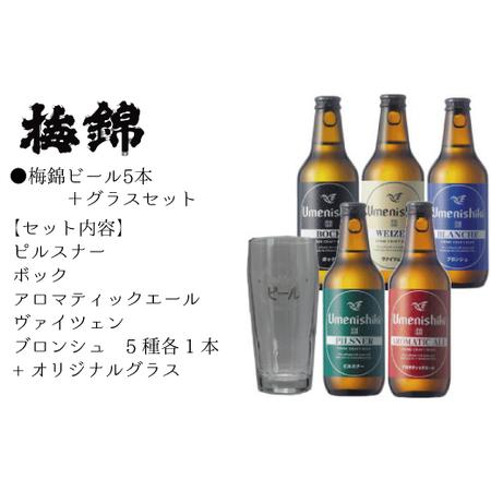 ふるさと納税 梅錦ビール　5本＋グラスセット 愛媛県四国中央市