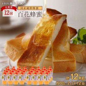 ふるさと納税 【全12回】 定期便 かの蜂 国産 百花蜂蜜 合計12kg（とんがり容器500gを毎月2本お届け） 純粋はちみつ ハチミツ 非加熱 ハニー 大.. 福岡県八女市