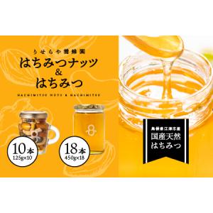 ふるさと納税 はちみつナッツ10本(125g×10本)とはちみつ18本(450g×18本)セット はちみつ ハチミツ 蜂蜜 ナッツ 豆 蜂蜜 蜂蜜 蜂蜜 島根県江津市