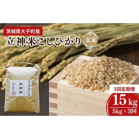 ふるさと納税 【特別栽培米】立神米こしひかり（玄米）定期便 5kg 3回お届け 茨城県 大子町 コシ...