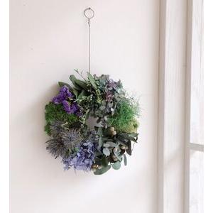 ふるさと納税 プリザーブドフラワー ブルーパープルのリース 徳島県鳴門市
