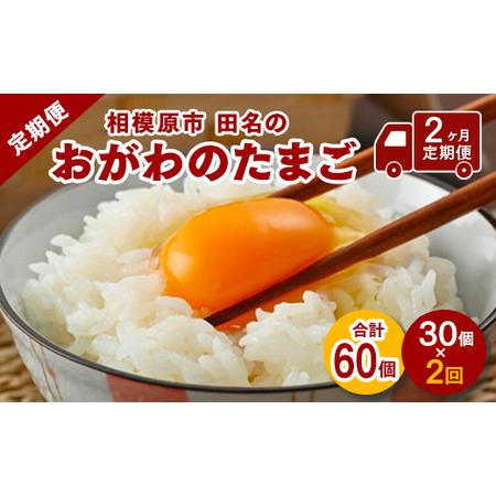 ふるさと納税 【2ヶ月定期便】相模原市田名のおがわのたまご　ピンク卵 Mサイズ 30個(27個＋割れ...