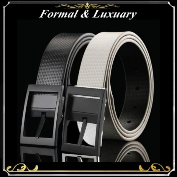 メンズ ベルト 白 黒 パンチング デザイン シンプル おしゃれ ビジネス カジュアル  PU レザ...