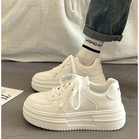 厚底5ｃｍ 美脚 身長アップ スニーカー レディース 白スニーカー 白靴 シューズ ローカット モテ...