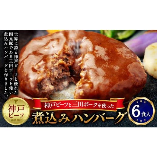 ふるさと納税 兵庫県 神戸市 神戸ビーフと三田ポークを使った煮込みハンバーグ（6食入り）