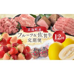 ふるさと納税 メロン メロン青肉 佐賀県 玄海町 玄海町産フルーツ＆佐賀牛定期便 12回 ／ いちご 苺 キンショウメロン 肩ロース ステーキ カルビ 切り落とし …