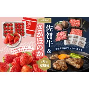 ふるさと納税 いちご 佐賀県 玄海町 定期便 9回 玄海町産さがほのか＆佐賀牛定期便 ／ バラエティ 頒布会 佐賀牛 牛肉 肉 モモ スライス すき焼き いちご 苺 …
