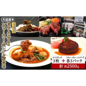 ふるさと納税 牛肉 ロース 栃木県 大田原市 3名様分 大田原牛 特上ロース ステーキ 3枚とシチュー・カレー・生ハンバーグ各3パックの詰め合わせ | ブランド牛…