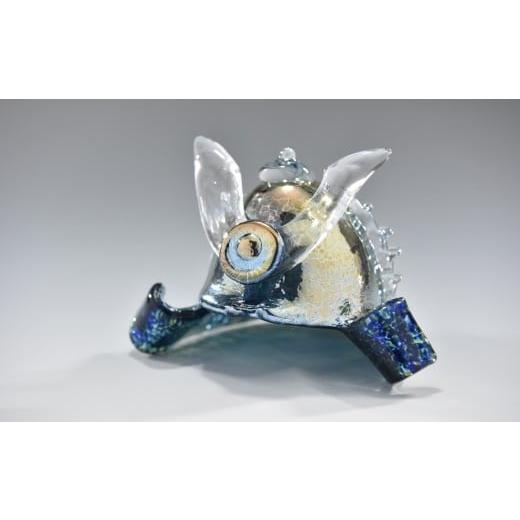 ふるさと納税 陶磁器・漆器・ガラス 京都府 宇治田原町  京都 chico硝子意匠 硝子「兜飾り 青...