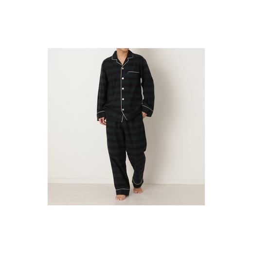 ふるさと納税 服 男 兵庫県 西脇市 30-56-GL　SGフランネルメンズパジャマ（グリーン・Lサ...