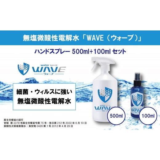 ふるさと納税 埼玉県 朝霞市 無塩微酸性電解水「WAVE」ハンドスプレー500ml+100mlセット