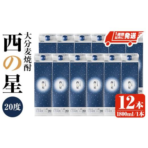 ふるさと納税 大分県 宇佐市 西の星 20度 パック(計21.6L・1.8L×12本)酒 お酒 むぎ...