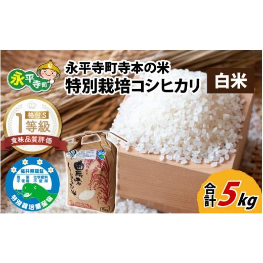 ふるさと納税 福井県 永平寺町 令和5年産  無農薬・化学肥料不使用 永平寺町寺本の米 特別栽培コシ...