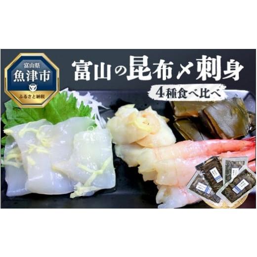 ふるさと納税 魚貝類 富山県 魚津市 富山の昆布〆刺身4種食べ比べ（アオリイカ・ヒラメ・バイ貝・甘エ...