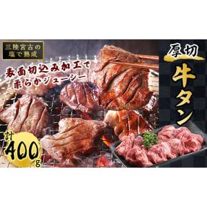 ふるさと納税 岩手県 宮古市  三陸 宮古 の塩を使用した 熟成 牛タン スライス 味付け 400g...