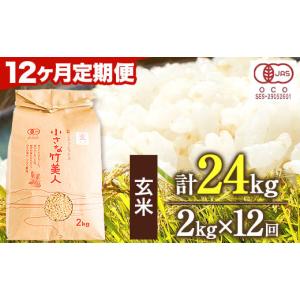 ふるさと納税 福岡県 小竹町 【12か月定期便】【有機JAS認定米】令和4年産 小さな竹美人 玄米 2kg(2kg×1袋) 株式会社コモリファーム《お申込み月の翌月から出…