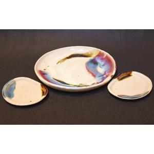 泥陶 深川勝美 鼡志野 松絵 角鉢 四方鉢 共箱 器 鉢 陶器 陶芸 作家 未