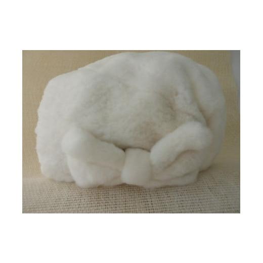 ふるさと納税 北海道 函館市 プラクトミンク　ベレー帽（リボン付き）ホワイト_HD026-009