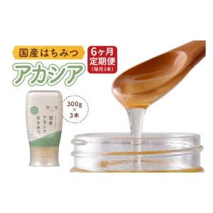 ふるさと納税 加工品等 はちみつ 岐阜県 本巣市 6ヶ月定期便 《国産はちみつ》アカシア (300g×3本) 1033