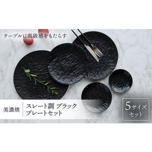 ふるさと納税 食器・グラス 皿 岐阜県 土岐市  美濃焼 プレート スレート調 ブラック 5サイズセ...