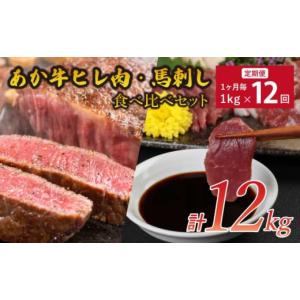 ふるさと納税 牛肉 ヒレ 熊本県 宇城市 12ヶ月定期便 あか牛ヒレ肉800g（6枚前後）馬刺し200g（赤身100g、霜降り50g、たてがみ50g）セット 合計12kg