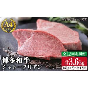 ふるさと納税 牛肉 ヒレ 福岡県 糸島市 全12回 定期便 極厚 シャトーブリアン 約 150g × 2枚 A4 ランク 博多和牛 ヒレ 肉 極厚 シャトーブリアン 《糸島》 …