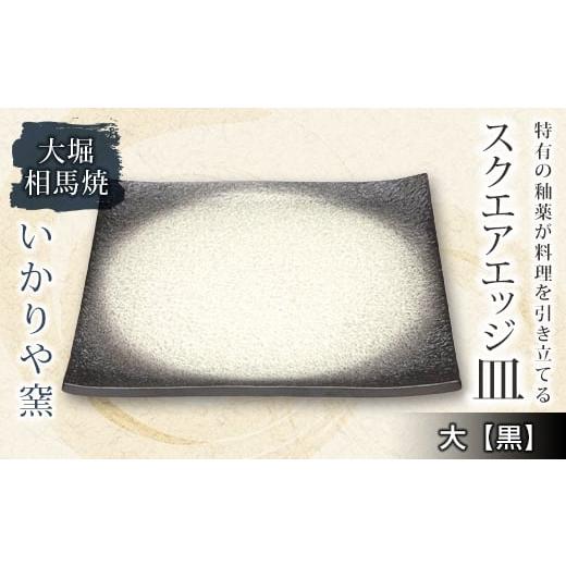 ふるさと納税 福島県 白河市 大堀相馬焼 いかりや窯 スクエアエッジ 皿 大(黒) F21R-177