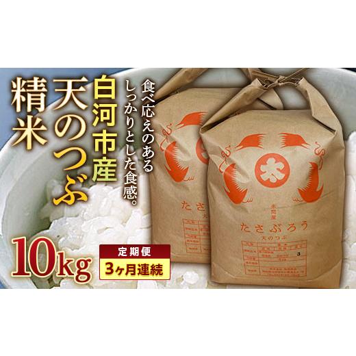 ふるさと納税 福島県 白河市 ＜定期便＞白河市産天のつぶ精米10kg×3ヶ月連続 F23R-612