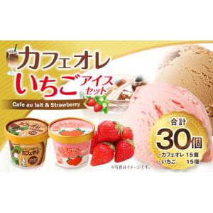 ふるさと納税 熊本県 菊池市 カフェオレ アイス 15個 ・ いちご アイス 15個セット 合計30個 アイスクリーム