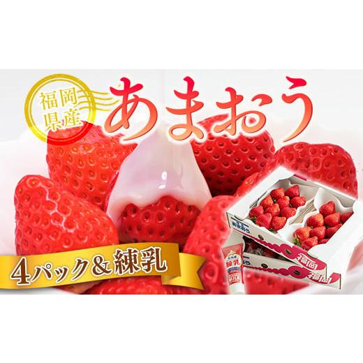 ふるさと納税 福岡県 宇美町 福岡産あまおう４パック＆練乳 先行予約※2024年11月下旬〜2025...