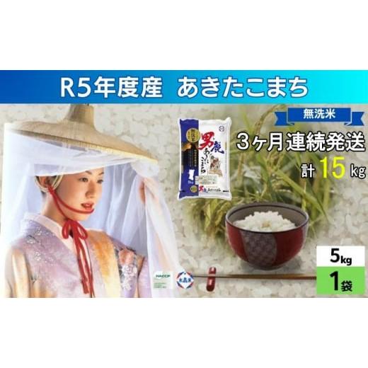 ふるさと納税 秋田県 男鹿市 定期便 無洗米 令和5年産 あきたこまち 5kg×1袋 3ヶ月連続発送...